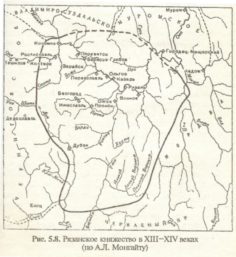 Великое княжество рязанское карта